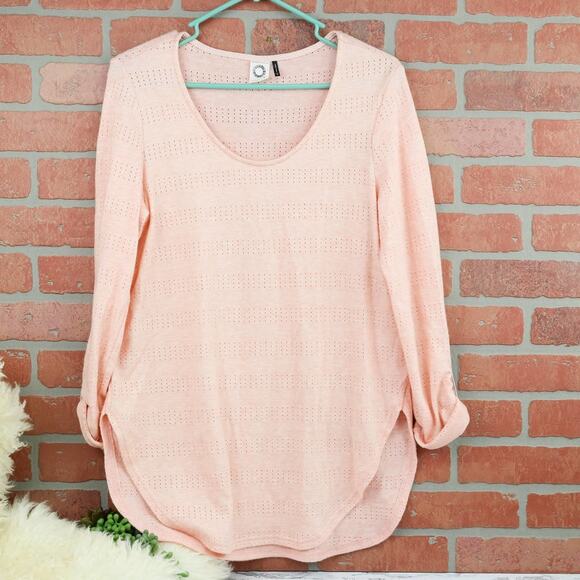 Anthropologie Akemi & Kin Pink Roll Tab Sleeve Lightweight Tunic Sweater XS - Picture 1 of 4